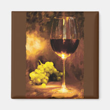 Glass of Wine & Green Grapes in Candlelight Refrigerator Magnet