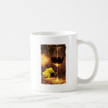 Glass of Wine & Green Grapes in Candlelight Mug