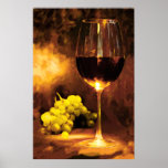 Glass of Wine & Green Grapes in Candlelight