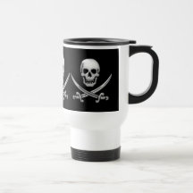 Glassy Pirate Skull & Sword Crossbones Coffee Mugs