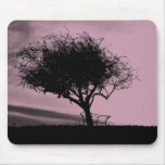 Glastonbury Hawthorn. Tree on Hill. Pink, Black. Mousepad
