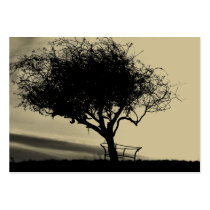 Glastonbury Hawthorn. Tree on Hill. Sepia Colour. Business Cards