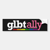 GLBT Ally Black Bumper Sticker
