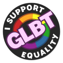 GLBT Equality Round Black Sticker