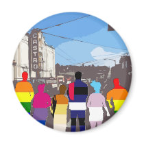GLBT Pride People in the Castro #2 Refrigerator Magnet