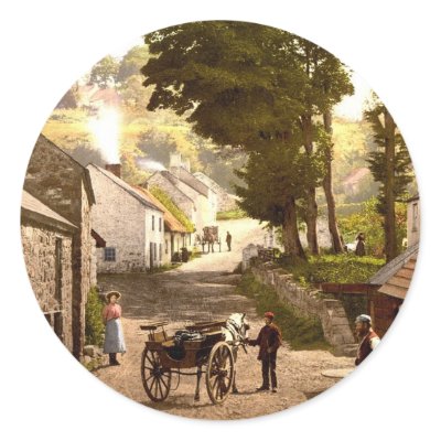 Glencoe Village_Ireland Round Stickers by Irishdreams