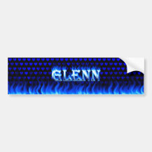 Glenn blue fire and flames bumper sticker design