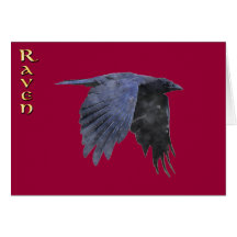Gliding Black Raven Greeting Card