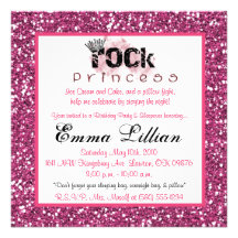 gliter punk rock princess birthday party Invite