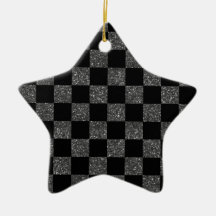 Glitter black glitter checkered pattern ornaments