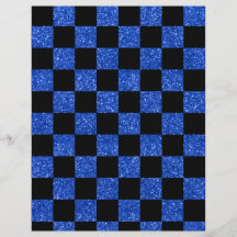 Glitter blue and black checkered pattern flyer design