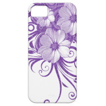 Glitter Floral Vines & Flowers In Purple iPhone 5 Cases
