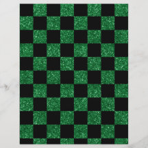 Glitter green and black checkered pattern flyer