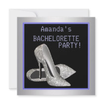 Glitter High Heels Purple Bachelorette Party Personalized Announcements