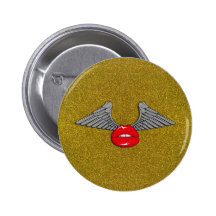 Glitter Lips with Wings Button