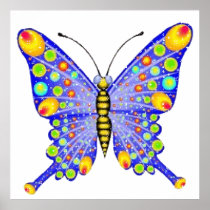 Glitter look butterfly posters