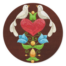 Glitter Lovebirds Round Stickers