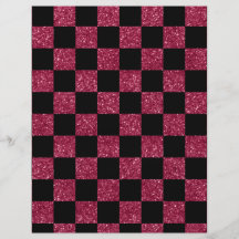 Glitter pink and black checkered pattern personalized flyer