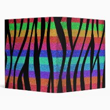 Glitter Rainbow zebra stripes Binders
