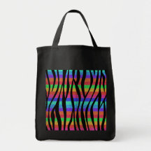 Glitter Rainbow zebra stripes Canvas Bag