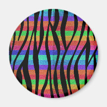 Glitter Rainbow zebra stripes Fridge Magnets
