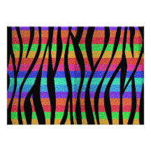 Glitter Rainbow zebra stripes Invite