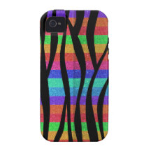 Glitter rainbow zebra stripes iPhone 4/4S cover