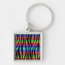 Glitter Rainbow zebra stripes Keychain