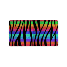 Glitter Rainbow zebra stripes Personalized Address Labels
