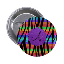 Glitter rainbow zebra stripes monograms pin