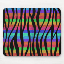 Glitter Rainbow zebra stripes Mousepad