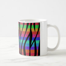 Glitter Rainbow zebra stripes Mugs