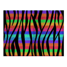 Glitter Rainbow zebra stripes Postcards