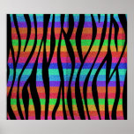 Glitter Rainbow zebra stripes Posters