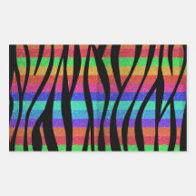 Glitter Rainbow zebra stripes Rectangular Sticker