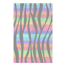 Glitter Rainbow zebra stripes Personalized Stationery