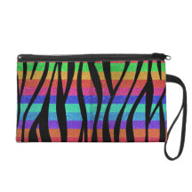Glitter rainbow zebra stripes wristlet clutches