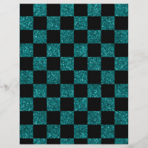 Glitter turquoise and black checkered pattern full color flyer
