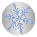Glittery Blue and Silver Snowflake Sticker