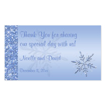 Glittery Blue Snowflakes Wedding Favour Tag