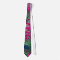 Glittery Pink Peacock Feather Custom Ties