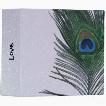 Glittery White Peacock Feather Still Life 3 Ring Binders