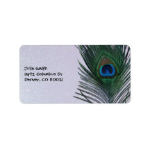 Glittery White Peacock Feather Still Life Address Labels