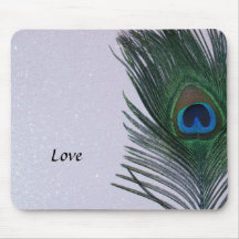 Glittery White Peacock Feather Still Life Mousepad
