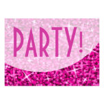 Glitz Pink curve 'Party!' invitation