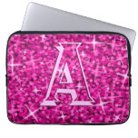 Glitz Pink 'monogram' laptop sleeve 13 inch