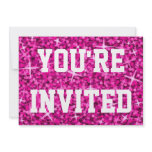 Glitz Pink You're Invited invitation white text