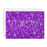 Glitz Purple 'Party!' invitation lilac text