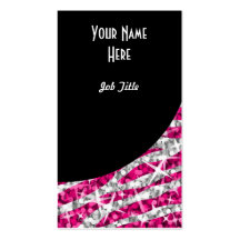 Glitz Zebra Pink Black Curve portrait Business Card Template