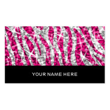 Glitz Zebra Pink business card black